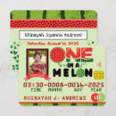 Search for one in a melon birthday invitations Red and green