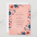 Search for navy blue peach wedding invitations Botanical