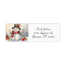Search for red scarf return address labels Snowman