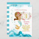 Search for mermaid 3rd birthday invitations Watercolor
