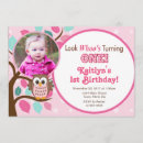 Search for owl 1st birthday invitations Look whoos turning one