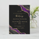 Search for black purple elegant wedding invitations Dark