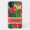 Search for tropical leaves iphone cases Red