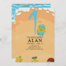 Search for sea turtle 1st birthday invitations First