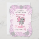Search for baby elephant birthday invitations Pink