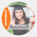 Search for orange graduation party stickers White