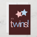 Search for twin stars baby shower invitations Blue