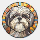 Search for dog in glasses stickers Stained glass