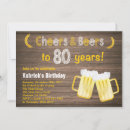 Search for mens 80th birthday invitations Cheers to 80 years