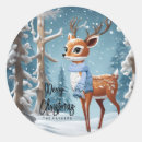 Search for deer in winter stickers Snowflakes