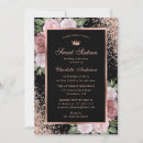 Search for black pink rose gold glitter invitations Girly