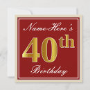 Search for red 40th birthday invitations 40 years old