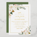 Search for gold foil floral wedding invitations White flowers