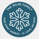 Search for snowflakes return address stickers Blue
