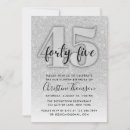 Search for silver 45th birthday invitations Glitter