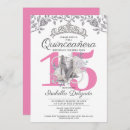 Search for pink and silver quinceanera invitations 15th birthday