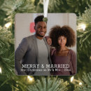 Search for newly married christmas tree decorations Merry and married