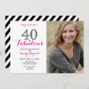 Search for pink and black 40th birthday invitations Fabulous