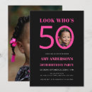 Search for hot pink 50th birthday invitations Black