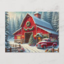 Search for vintage red truck postcards Winter