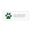 Search for green paw print return address labels Dog