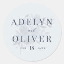 Search for winter flowers wedding stickers Navy blue
