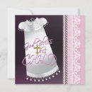 Search for pink lace christening invitations White