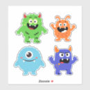 Search for monsters for kids stickers Black
