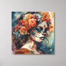 Search for floral skull canvas prints Dia de los muertos