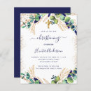 Search for greenery christening invitations Navy blue