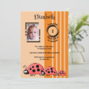 Search for orange 1st birthday invitations Black