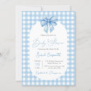 Search for bow baby boy shower invitations Gingham