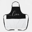 Search for black white aprons Elegant script