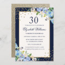 Search for blue gold 30th birthday invitations Floral
