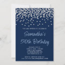 Search for navy blue silver birthday invitations Modern