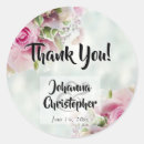Search for pink rose wedding stickers Thank you