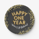 Search for happy new year paper plates Gold glitter
