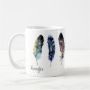Search for watercolor feathers mugs Boho style