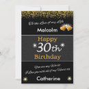 Search for for him 30th birthday invitations Gold