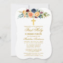 Search for greenery first communion invitations Gold cross