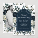 Search for dark blue birthday invitations Flowers