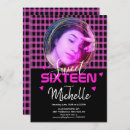 Search for plaid sweet 16 invitations Pink