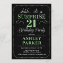 Search for green 21st birthday invitations Typography