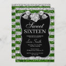 Search for silver and green sweet 16 invitations 16th birthday
