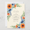 Search for navy blue orange wedding invitations Botanical