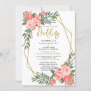 Search for gold and coral wedding invitations Botanical