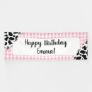 Search for farm birthday banners Pink gingham