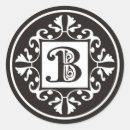 Search for black and white b stickers Initial