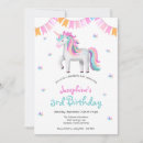Search for unicorn 3rd birthday invitations Cute