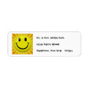 Search for happy face return address labels Yellow